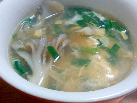 かんたん!!舞茸とニラの鶏がら中華スープ